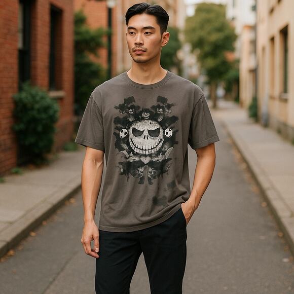 Disney Store Unisex Gray Jack Skellington Nightmare Before Christmas Shirt XXL - Picture 1 of 6